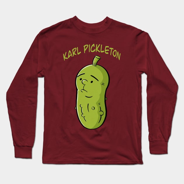 Karl Pickleton- Funny Pickle Cartoon Long Sleeve T-Shirt by IceTees